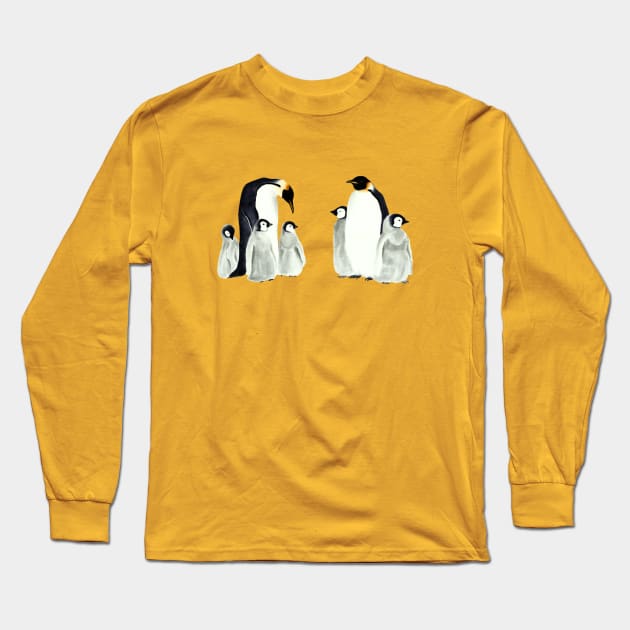 Emperor penguins Long Sleeve T-Shirt by Lara Plume